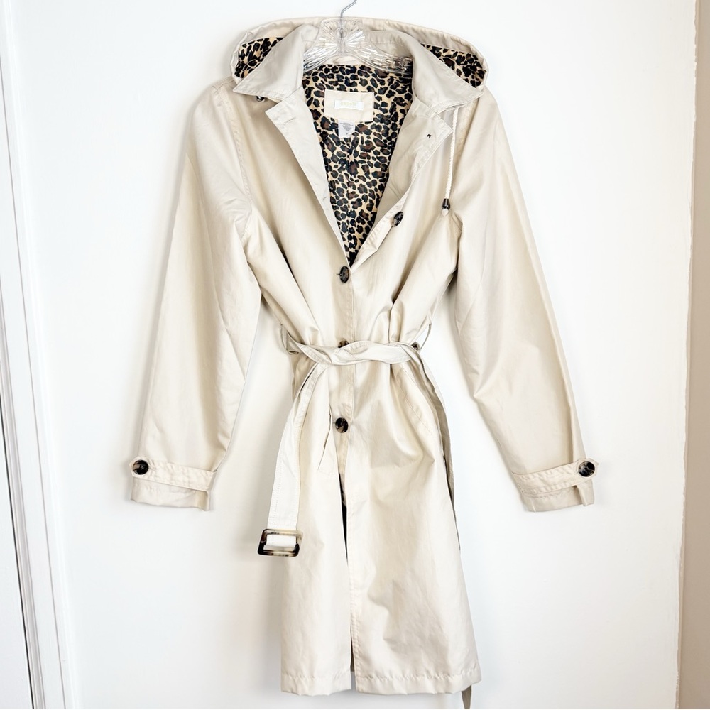 Capelli Fully Lined Belted Beige Trench Coat with Tortoiseshell Buttons, Buckle